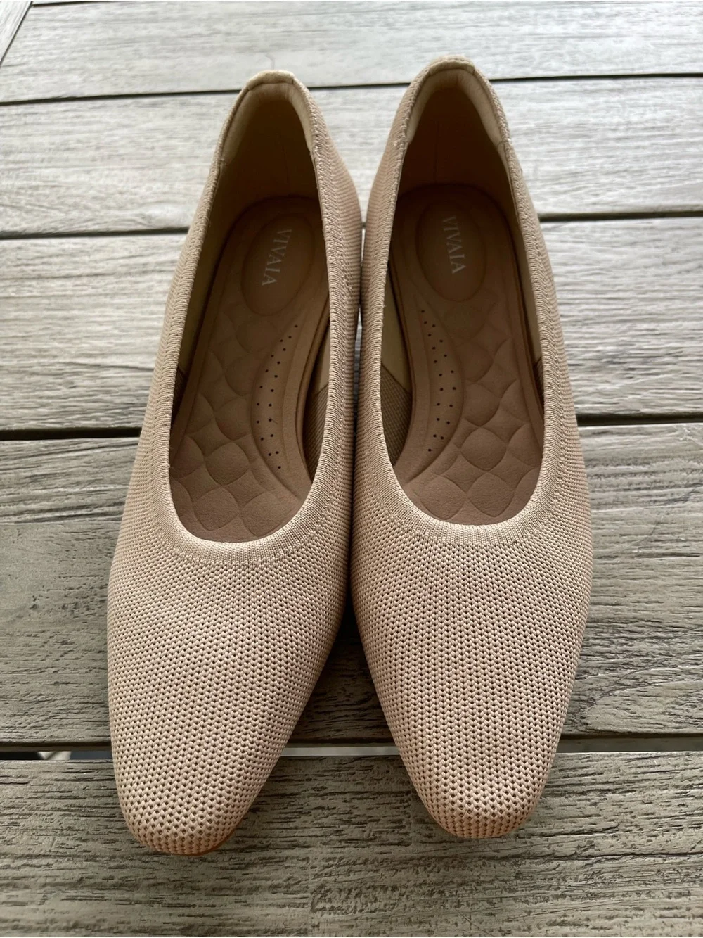Vivaia Mackenzie Square Toe Women’s  Low Wedge Nude Heels Size 8 US 39 EU NWOT